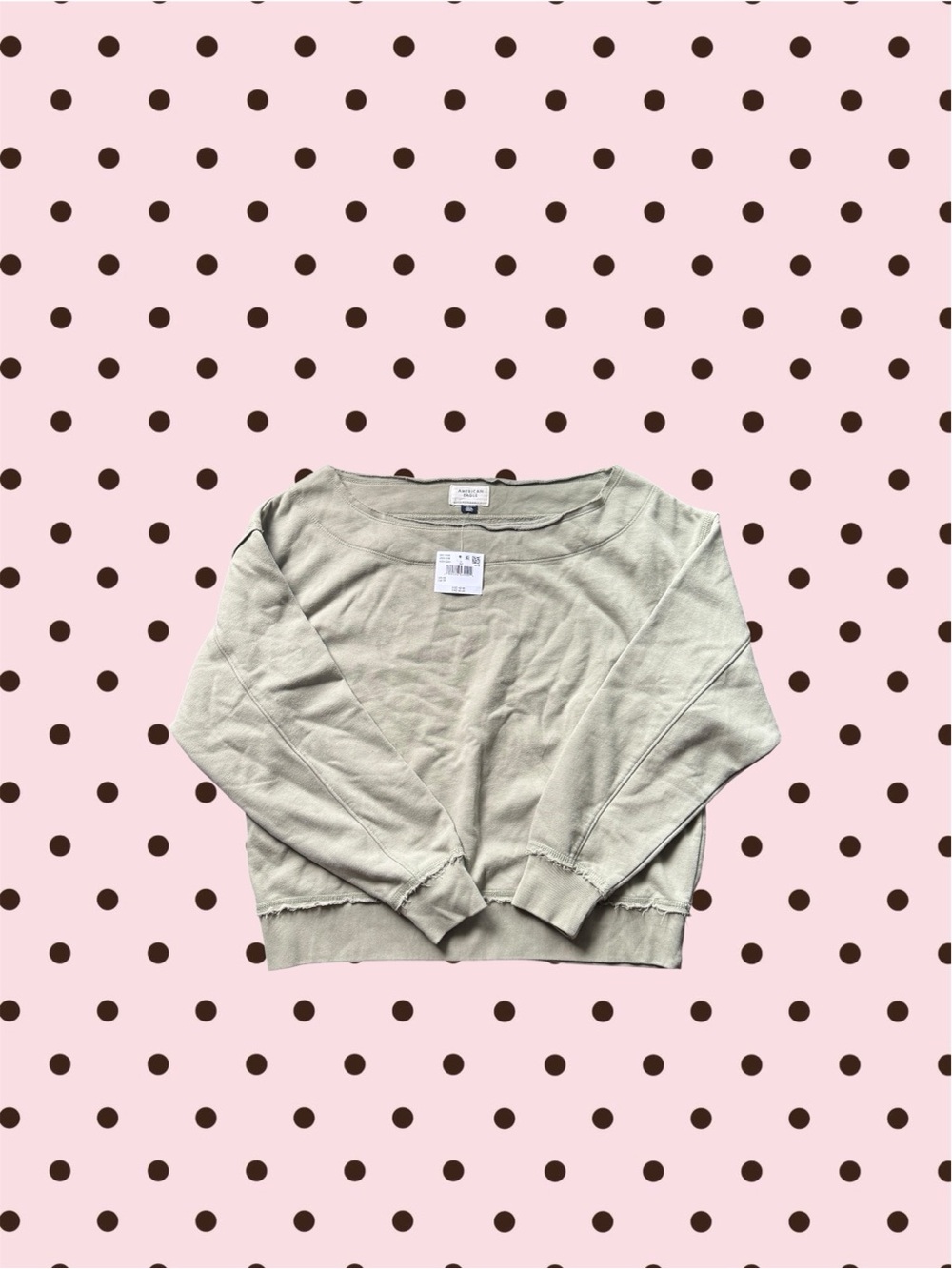 olive green american eagle off the shoulder sweatshirt